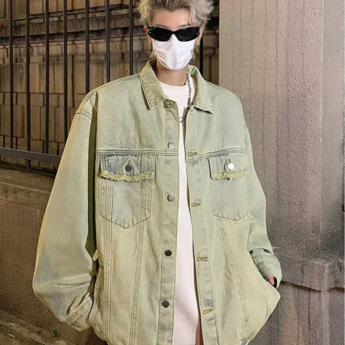 Tie-dyed Workwear Denim Washed Old Ruan Handsome Pilot Jacket