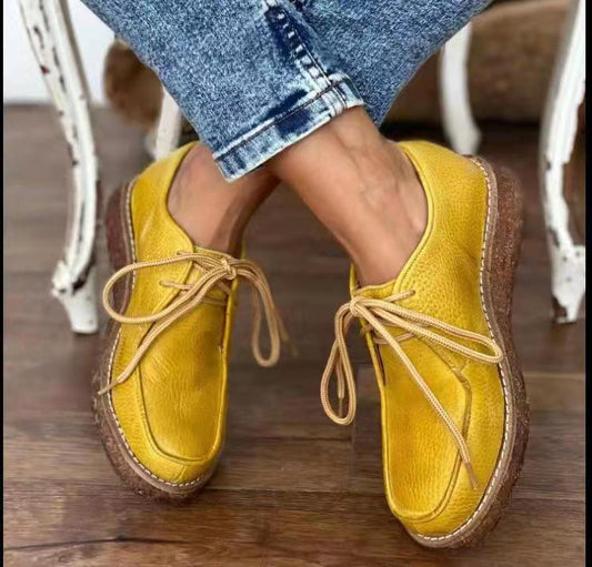 Pure Color Round Toe Pure Color Casual Platform Shoes