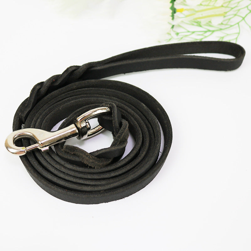 Pet Cowhide Dog Hand Holding Rope Thickened Medium Large Dog Walking Cowhide Strip Golden RetrieverGerman Shepherd
