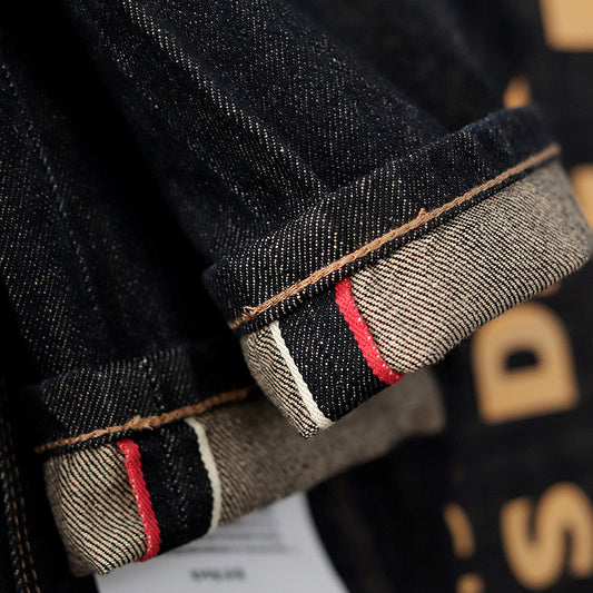 Røde og hvide Red Ear-denimjeans til mænd