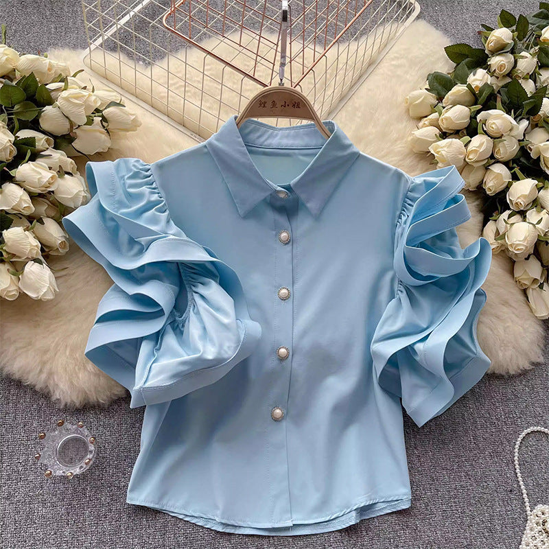 French Niche Design Ruffled Blouse For Women