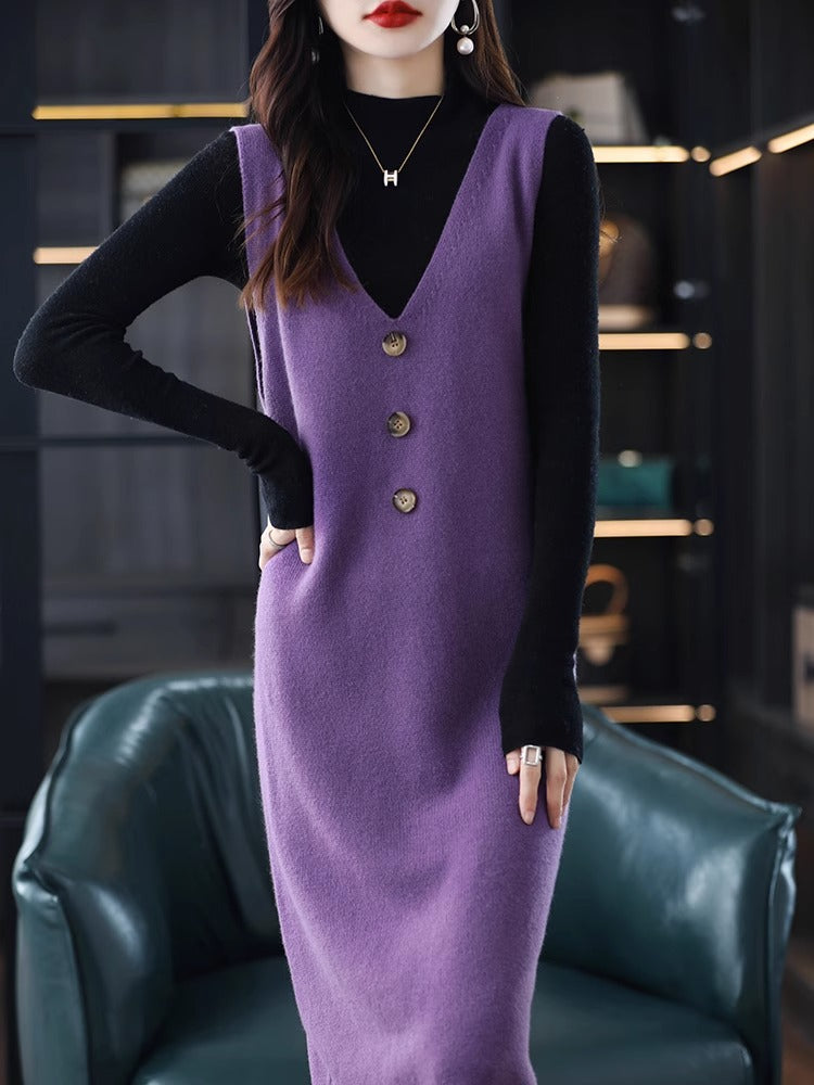 Knitted Vest Jumper Skirt Women's Outer Wear