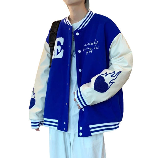 Hip Hop Loose Flocked Embroidered Baseball Jacket