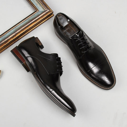 Three Head Carved Leather Shoes Groom Wedding Shoes