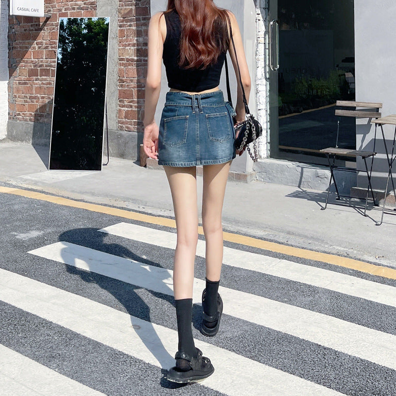 Women's Short Skirt Thin High Waist Slim Denim Culottes