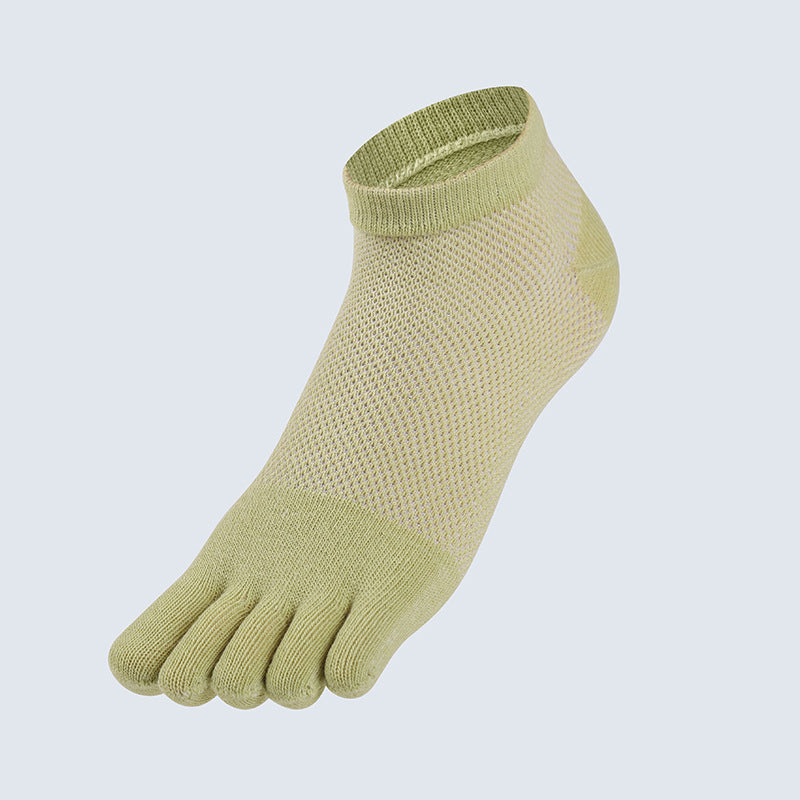 Mesh Cotton Mid-tube Five-toed Socks Split Toe Solid Color Sports