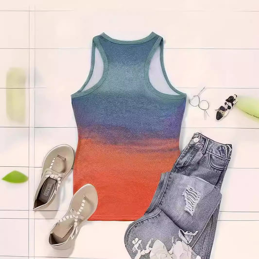 Women's Fashion Letter Printed Round Neck Vest