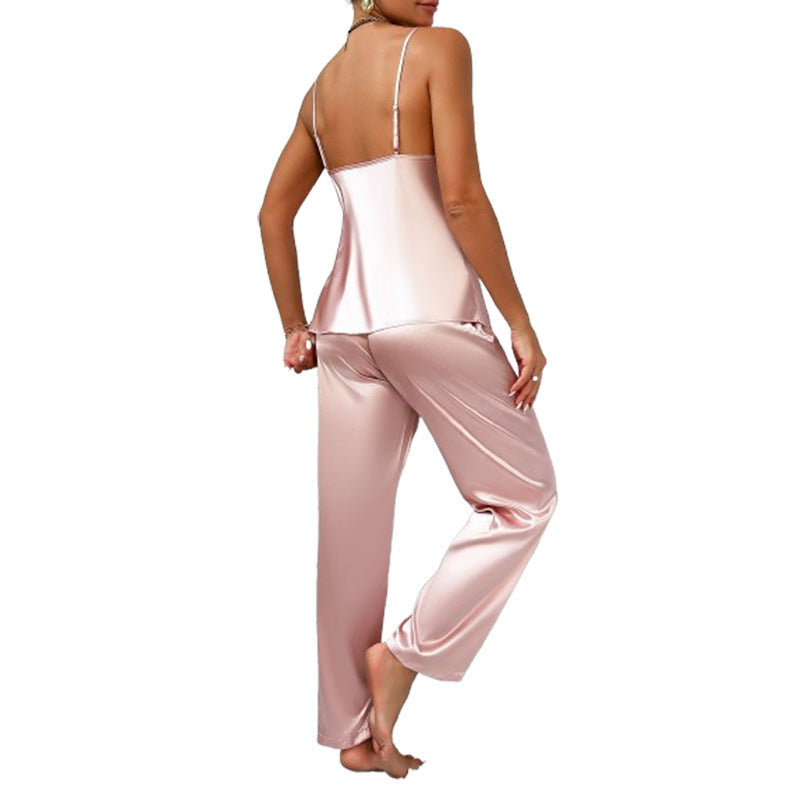 Womens Fashionable Two-Piece Sleepwear Set Camisole And Long Pants
