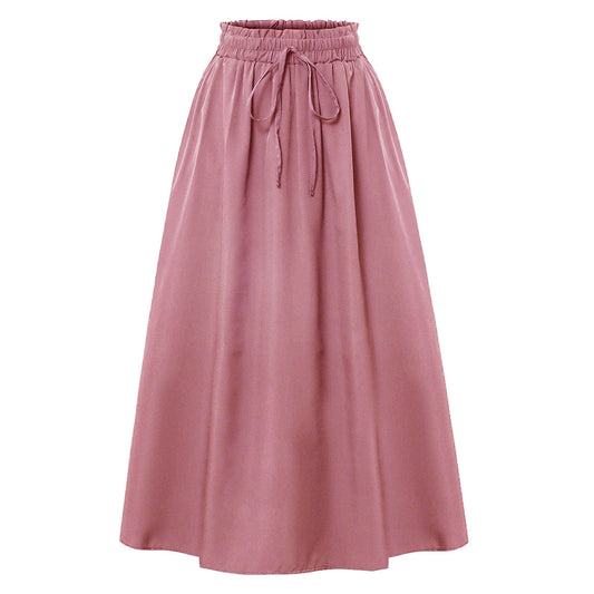 Casual Loose Pocket Skirt With Drawstring And Drape