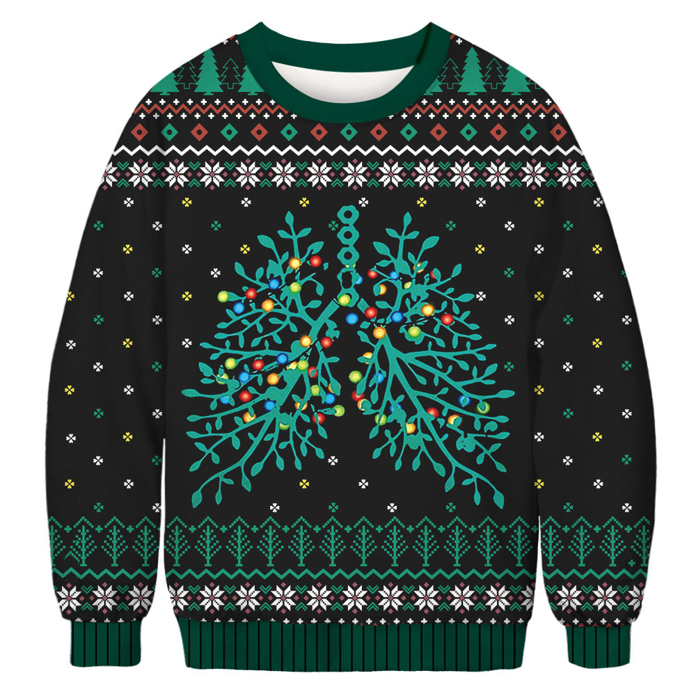 Digital Printing Women's Casual Tide Brand Round Neck Sweater Autumn Couple Pullover