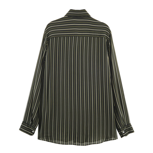 Lady Striped Tie Shirt