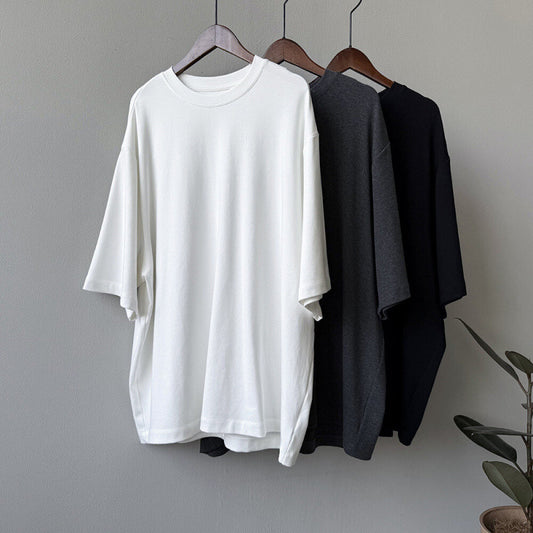 Womens Relaxed American-style Crew-neck Short-sleeve T-shirt