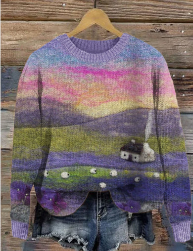 Women's Loose-fit Crew-neck Long-sleeve Top