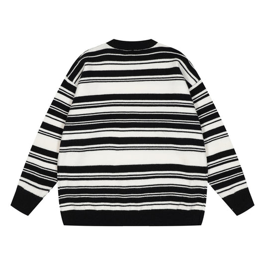 Loose Striped Pullover Sweater For Men