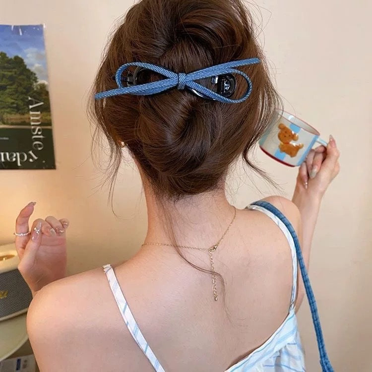 Love Denim Bow Triangle Grip Sense Of Atmosphere