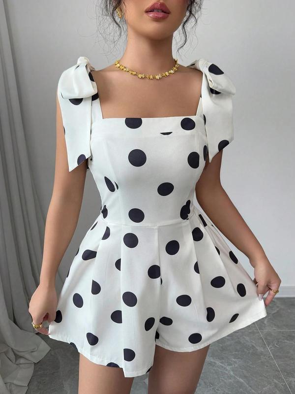 New Womens Shapewear Bodysuit With Polka-Dot Print And Lace-Up Details