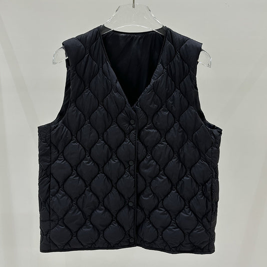 Layered Inner Wear, Short Round-neck Lightweight Down Vest Jacket