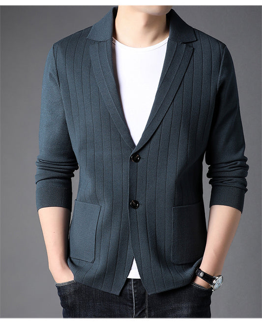 Spring And Autumn Men's Knitted Cardigan Slim Fit Casual Small Suit Coat