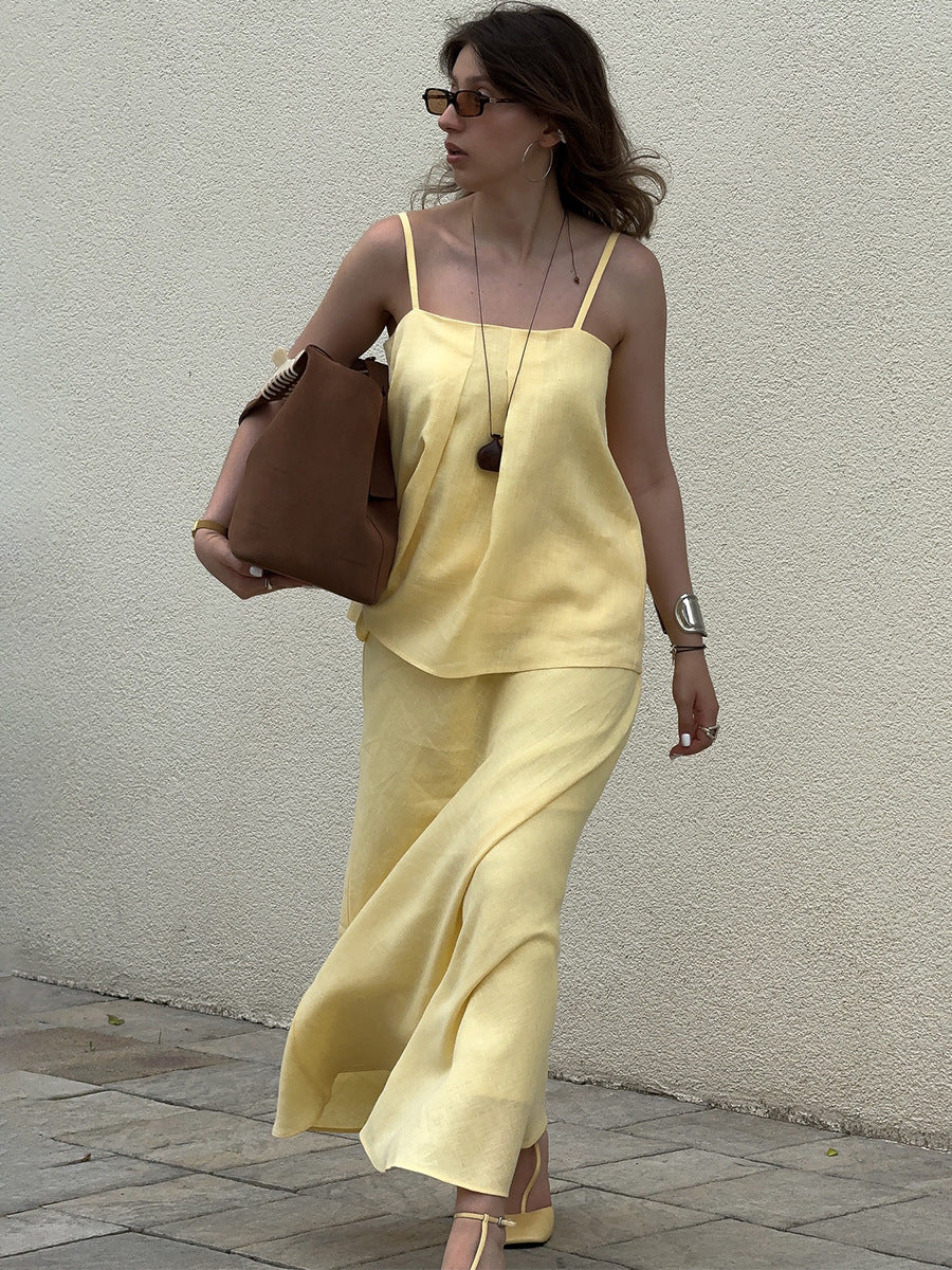 New Elegant And Relaxed Slip Dress With Fishtail Skirt Set