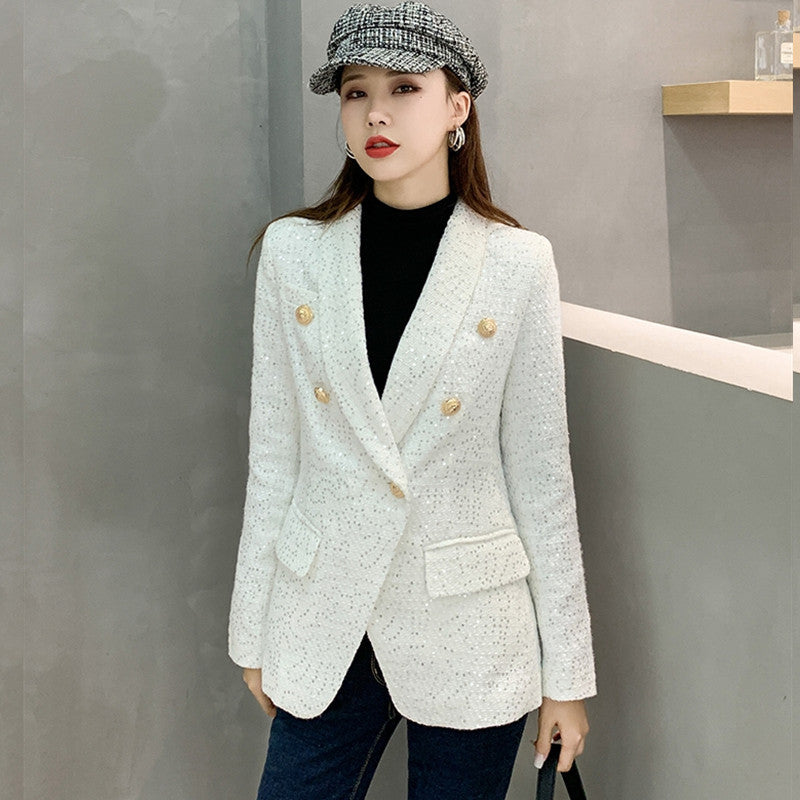 Women's Sequined Autumn And Winter Tweed Suit Jacket