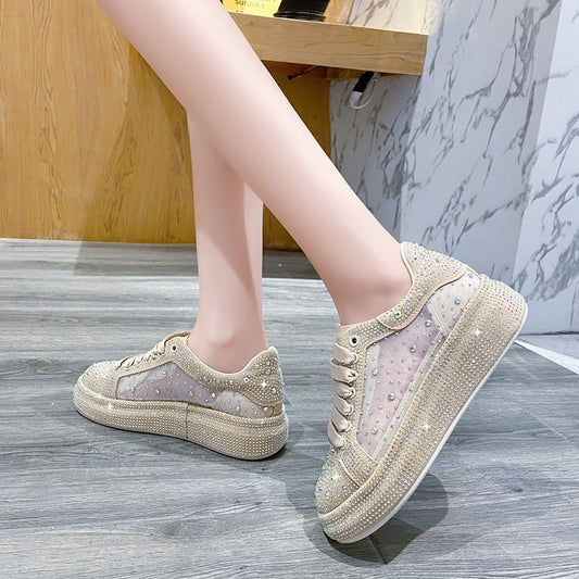 New Style Rhinestone Lace-up Breathable Casual Sneakers