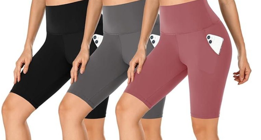 Double Side Pocket Sports Tights Yoga Women Running Shorts Five-Point Pants