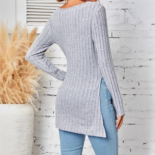 Womens Stylish Casual Slim-fit Knit Top