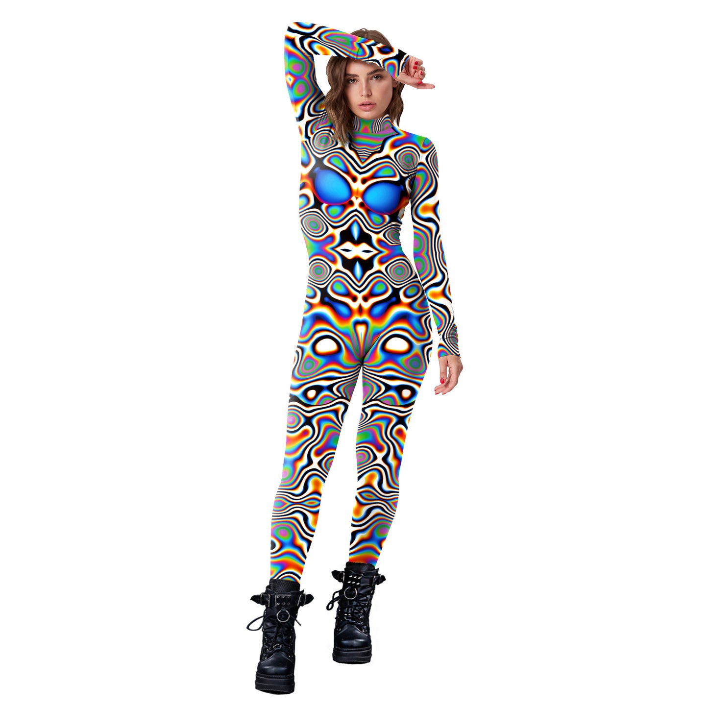 Digital Print Performance Suit Graffiti Wave Role Play One-piece