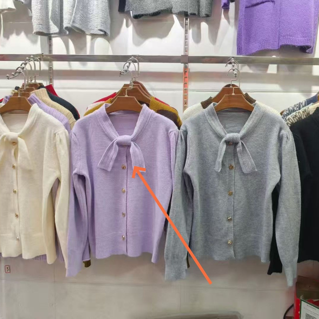 French-style Luxe Lace-up Sweater For Women