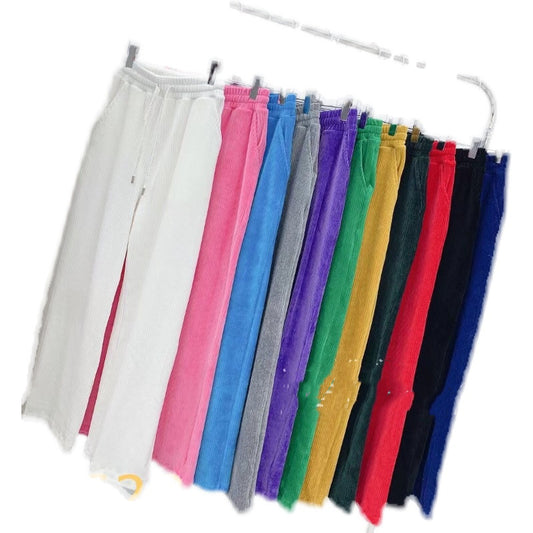 High Waist Thickened Corduroy Straight-leg Pants
