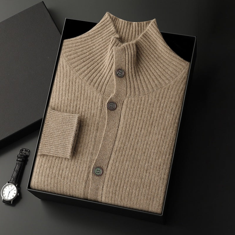 Men's Cashmere Cardigan Stand Collar Simple Urban Outerwear