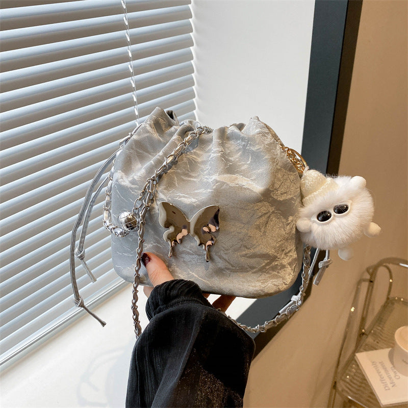 Kæde Lille Taske Dame Sommerfugl Crossbody Enkelt Skulder Spandtaske
