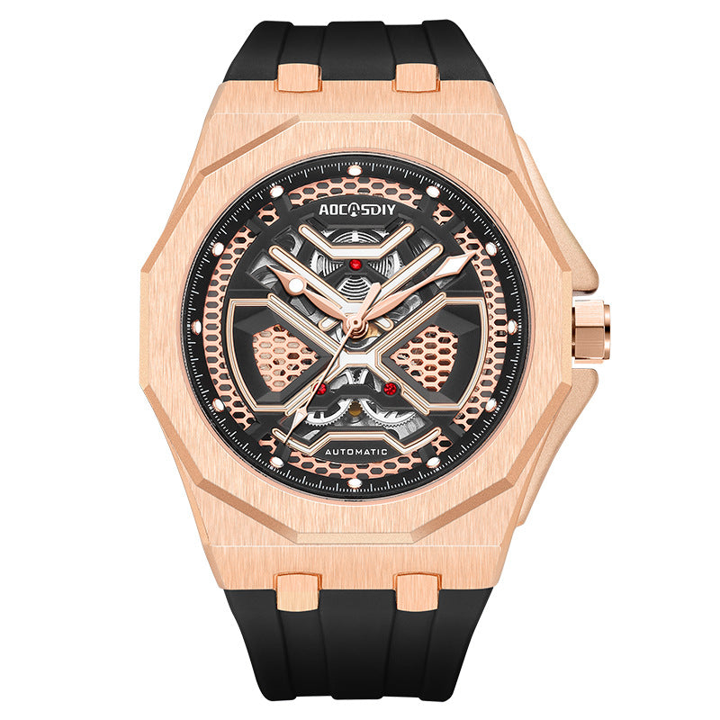 Trendy Hollow Mechanical Watch With Luminous Display And Water Resistance For Men