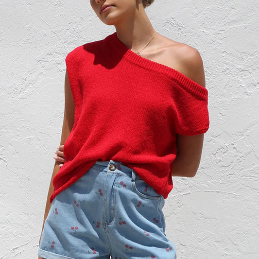 Strikket Y2k Sommerstrik Bluse Pullover Top
