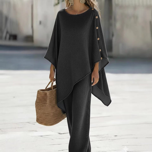 Womens Casual Solid-Color Loose Top And Pants Set