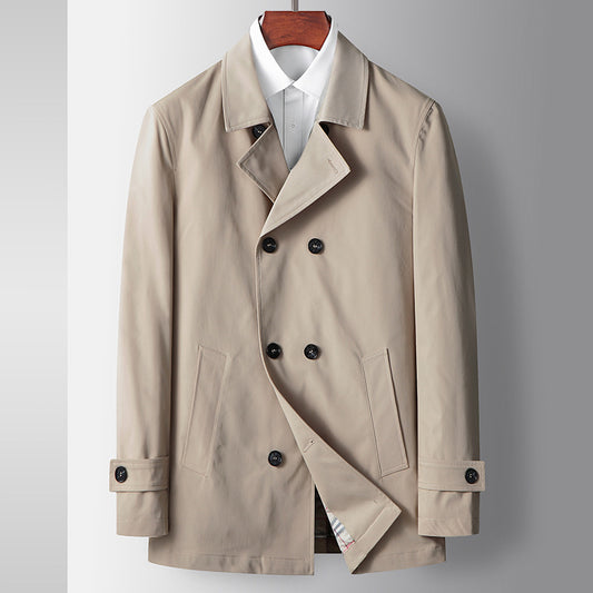 Men's Light Luxury Lapel Double-breasted Trench Coat Business Trend Jacket