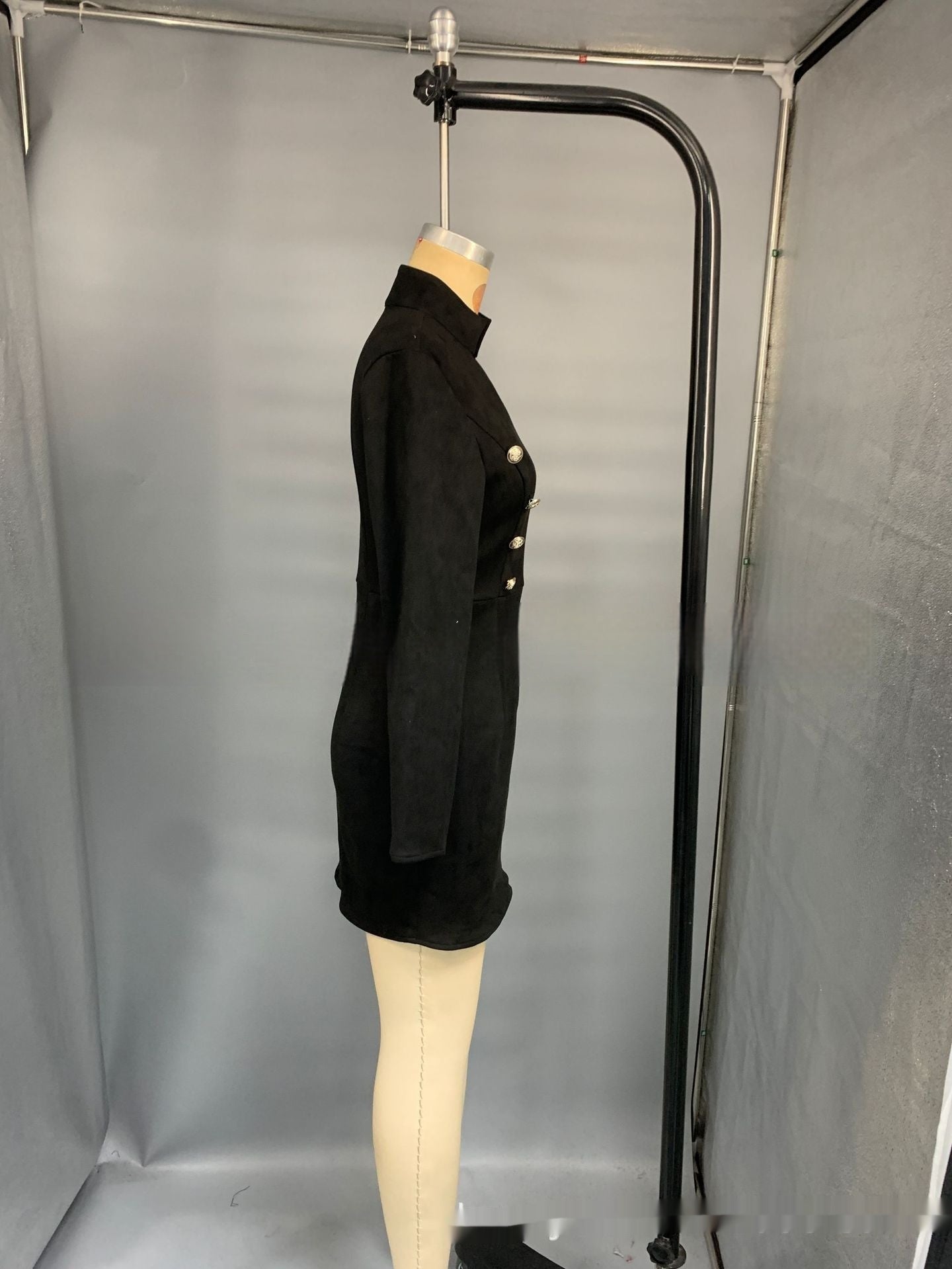 Womens Tailored Solid-color Double-breasted Blazer Dress