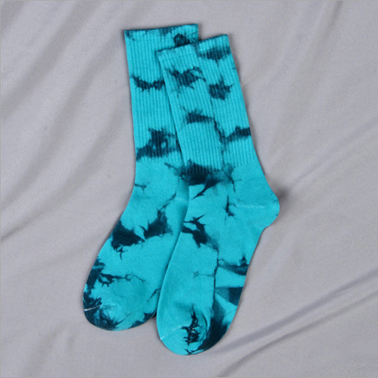 Tie-dye Sokker Til Mænd Og Kvinder I Mid-Tube High Top Street