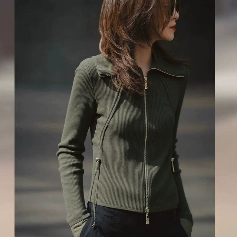 Trendy Lightweight Mature-style Slim-fit Knit Bottoming Top