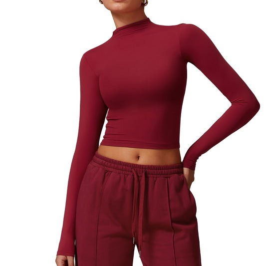 European And American Quick-drying Fitness Sports Long-sleeved Top High Collar Tight-fitting