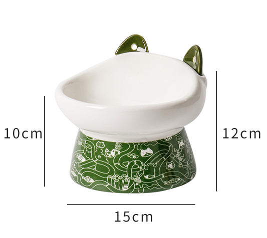 Cat Bowl High Feet Ceramic Anti-Overturn Protection Cervical Spine
