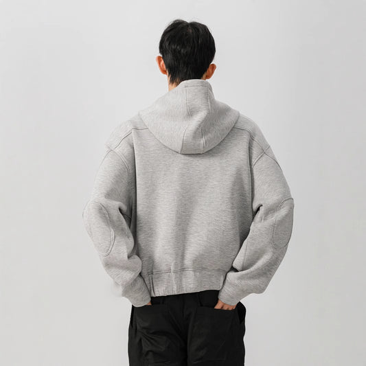 American-style Short Hood Double Zipper Cardigan Sweater