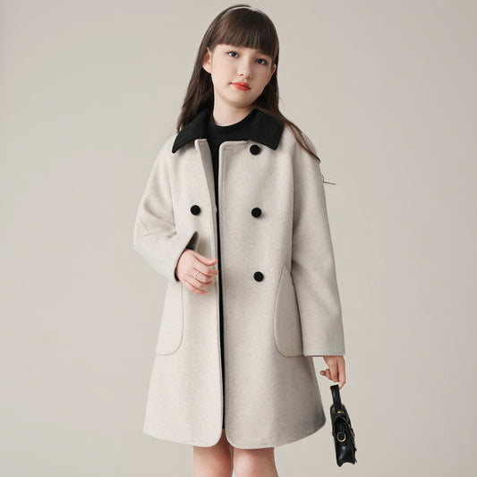 Western Style Woolen Coat Mid-length Padded Coat