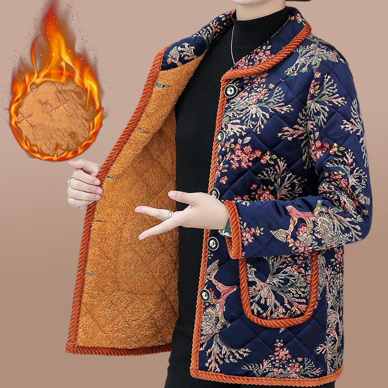 Winter Velvet Thickened Women's Short Cotton Padded Jacket Coat