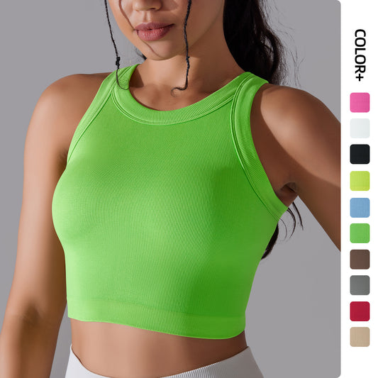 Women's Sleeveless Vest Running Fitness Seamless Knitted Sports Top