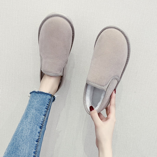 Fleece-lined Thick Flat Students Warm-keeping Fashion Round Toe Snow Boots
