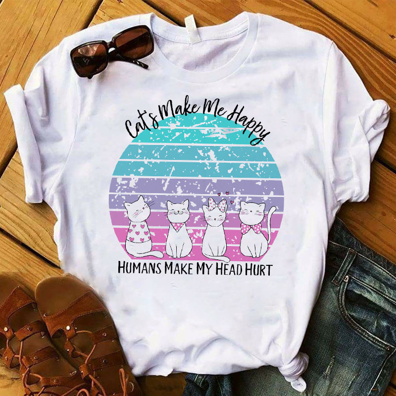 New Women's Printed Letters Fashion Casual T-Shirt