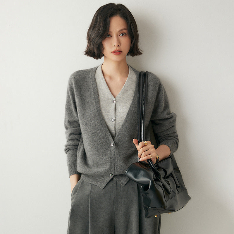 Women's Fake Two-piece V-neck Sweater