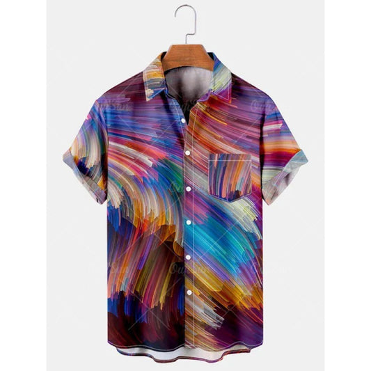 Sommer Plus Size Mænds Casual Mode 3D Digitalprint Kortærmet Skjorte