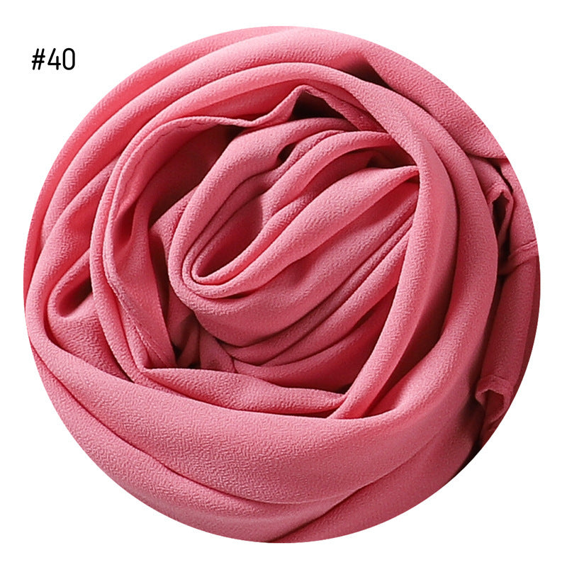 Women's Simple And Versatile Solid Color Pearl Chiffon Scarf
